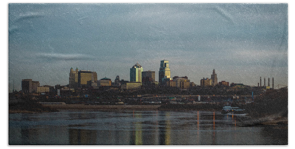 Skyline Hand Towel featuring the photograph Kaw Point Looking East by Jeff Phillippi