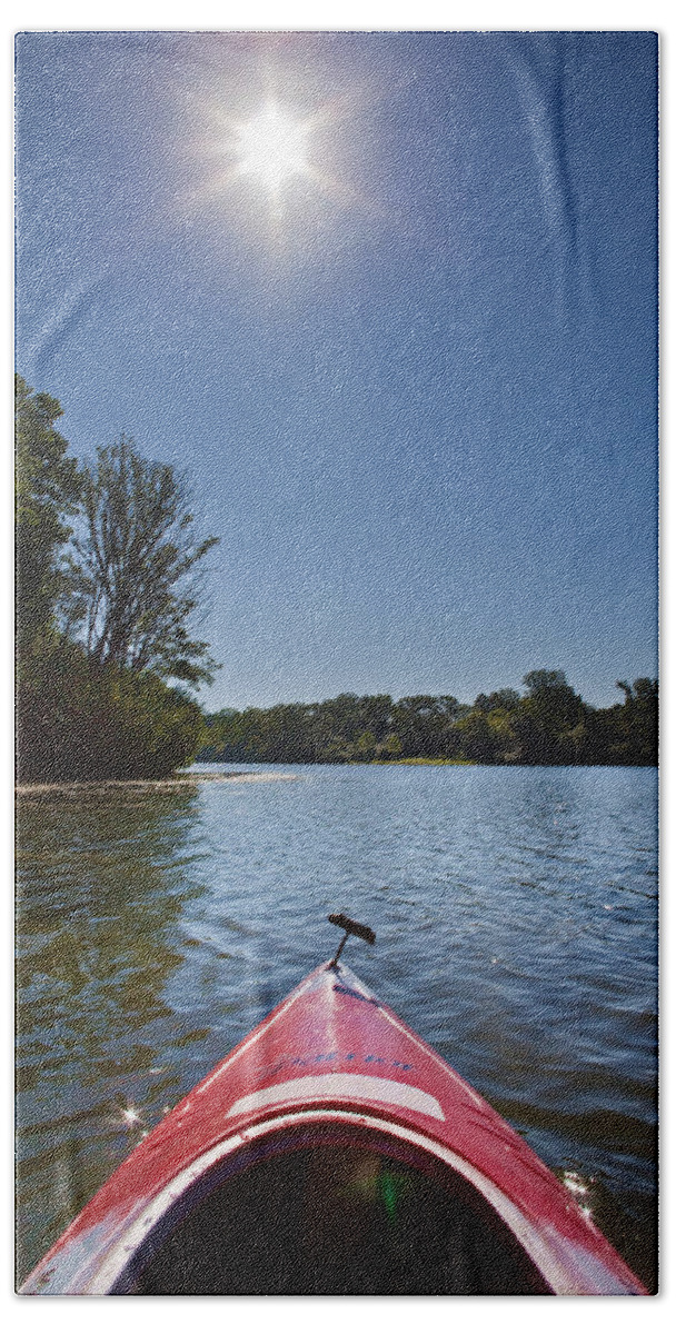 Boat Bath Towel featuring the photograph Kayak Morning by Steve Gadomski