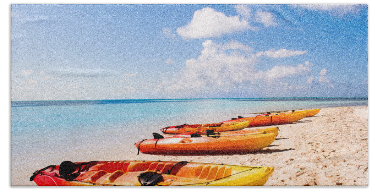 Bahamas Hand Towel featuring the photograph Kayaking in Paradise by Parker Cunningham