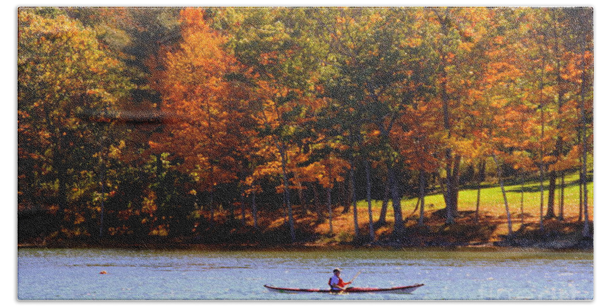 Water Hand Towel featuring the photograph Kayaking York River Maine by Lennie Malvone