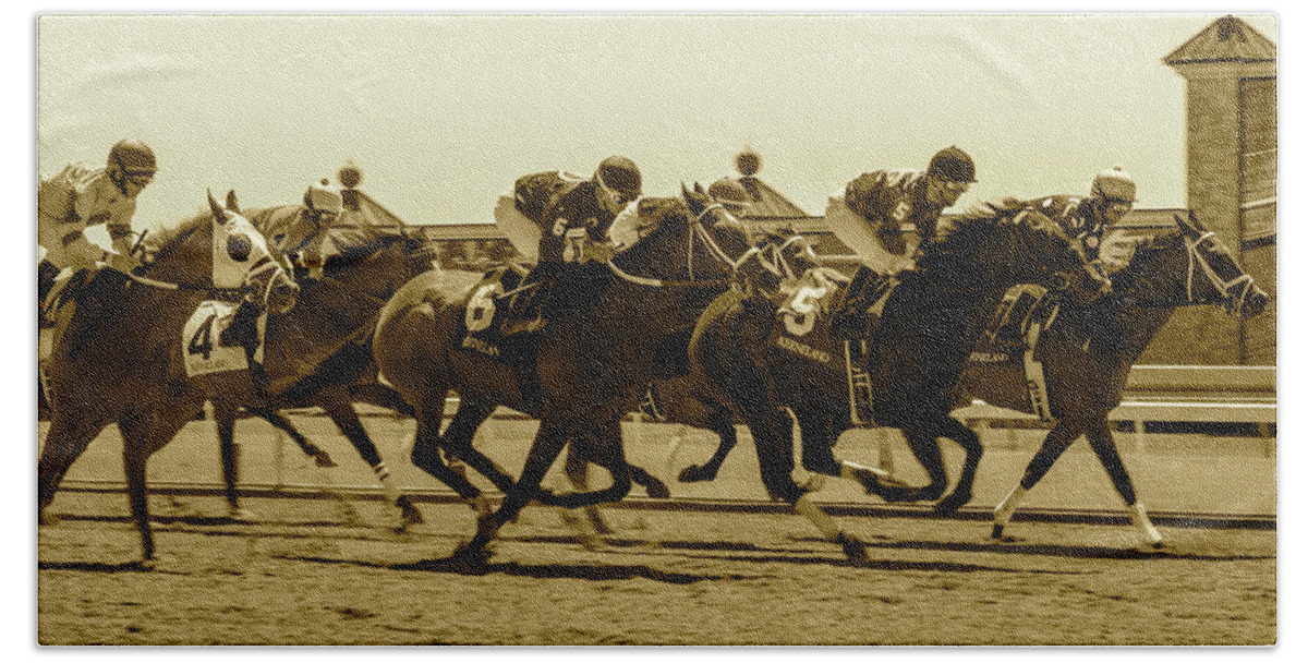  Bath Towel featuring the photograph Keenland Sepia by Dan Hefle