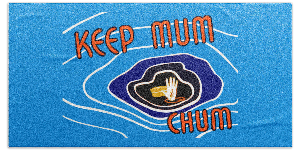 Wwii Propaganda Hand Towel featuring the mixed media Keep Mum Chum by War Is Hell Store