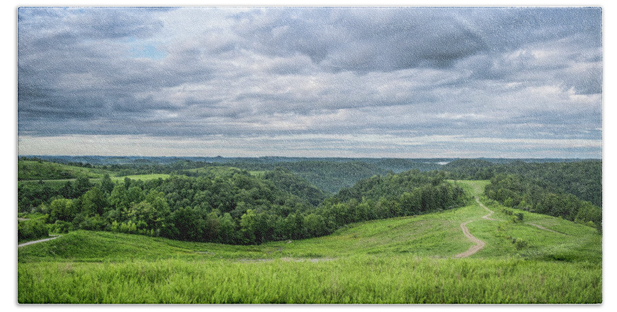 Landscape Hand Towel featuring the photograph Kentucky Hills and Clouds by Lester Plank