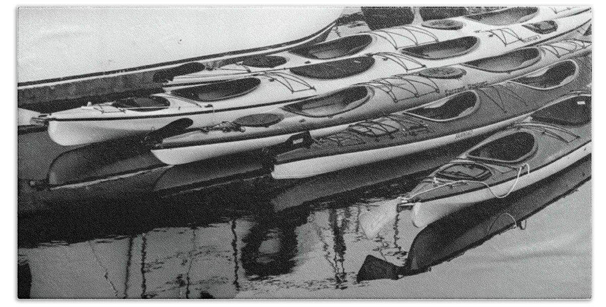 Alaska Bath Towel featuring the photograph Ketchikan Kayaks in Black and White by Joni Eskridge