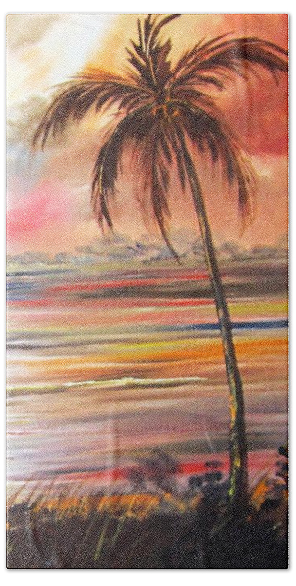 Sunrise Bath Towel featuring the painting Keys Sunrise, Sunset by Linda Cabrera
