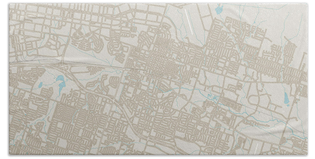 Killeen Hand Towel featuring the digital art Killeen Texas US City Street Map by Frank Ramspott