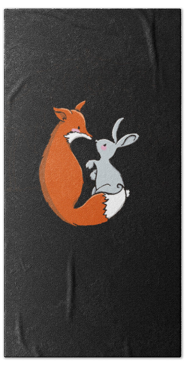 Kindness Bath Towel featuring the digital art Kindness Fox and Bunny by Laura Ostrowski
