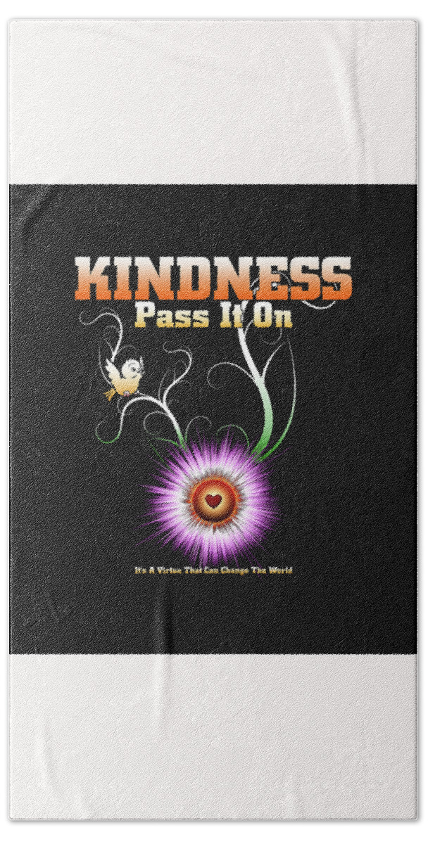 Kindness Bath Towel featuring the digital art Kindness - Pass It On Starburst Heart by Rolando Burbon