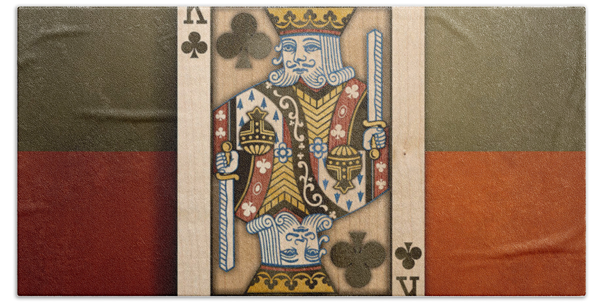 King Of Clubs Hand Towel featuring the photograph King of Clubs in Wood by YoPedro