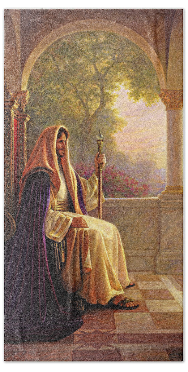 Jesus Hand Towel featuring the painting King of Kings by Greg Olsen