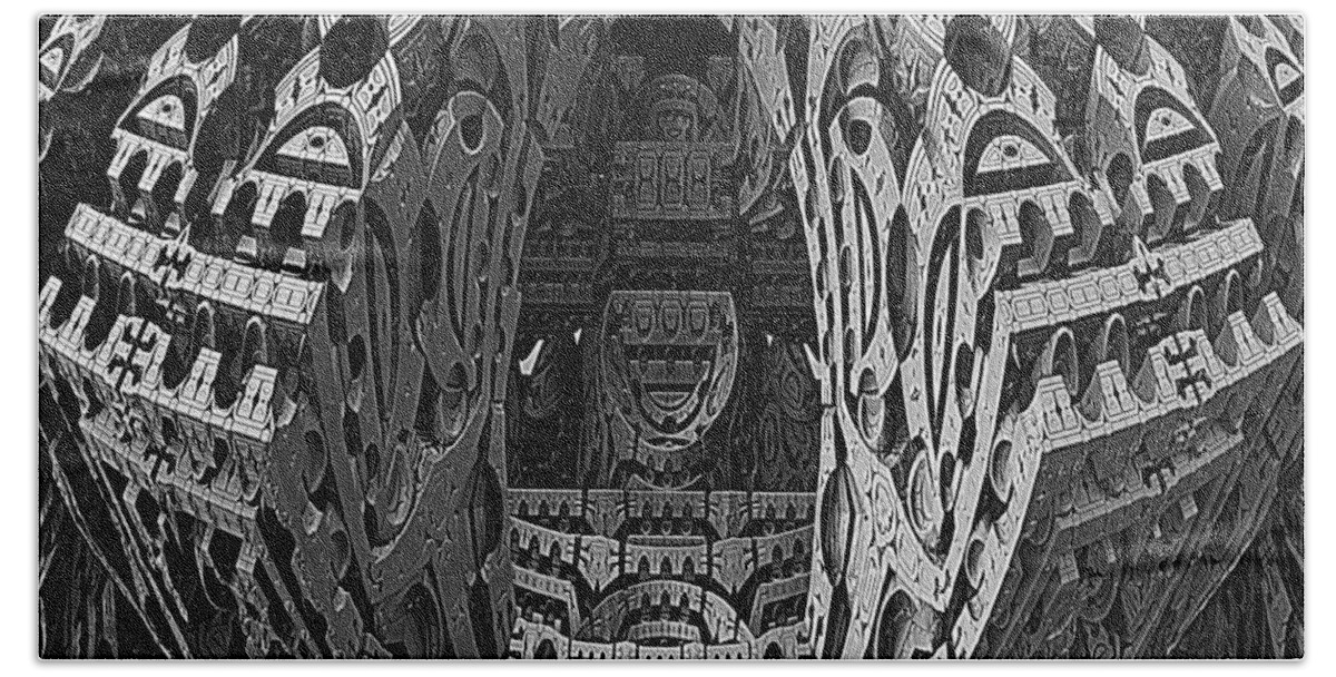 Mandelbulb Hand Towel featuring the digital art King's Burial Chamber by Lyle Hatch