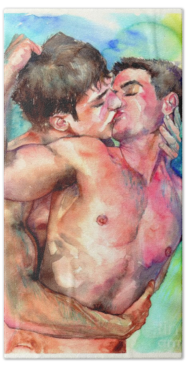 Love Hand Towel featuring the painting Kiss in the Light by Suzann Sines