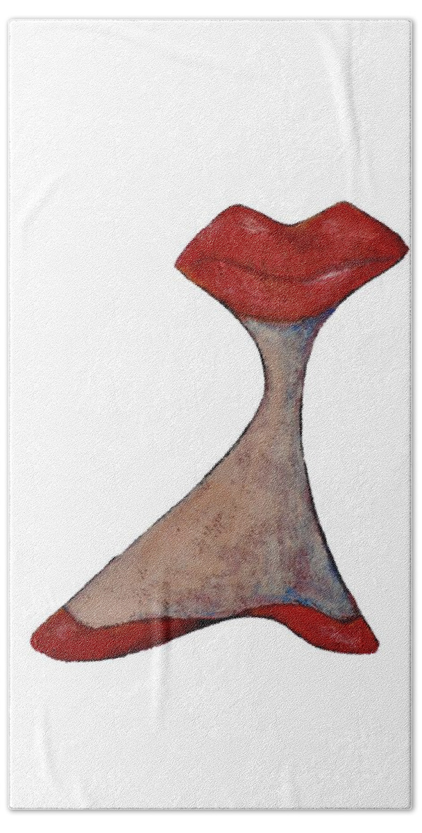 Surrealism Bath Towel featuring the painting Kiss Kiss by Eduard Meinema