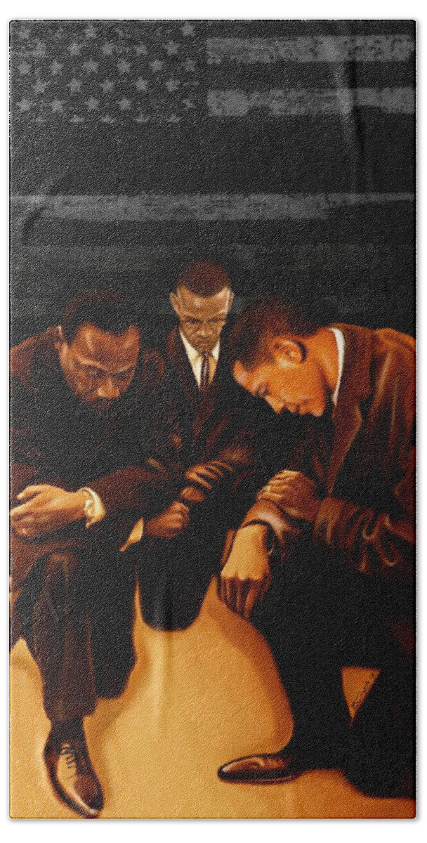 #knee #equal #obama #mlk # Malcolm Hand Towel featuring the digital art Kneel by Benjamin Greggory