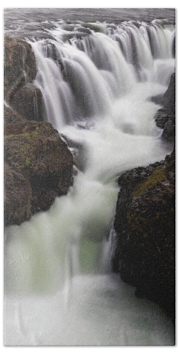 Iceland Hand Towel featuring the photograph Kolugljufur Waterfalls by Tom Singleton