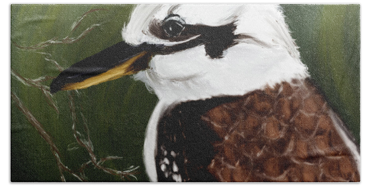 Birds Bath Towel featuring the digital art Kookaburra by Michael Kallstrom