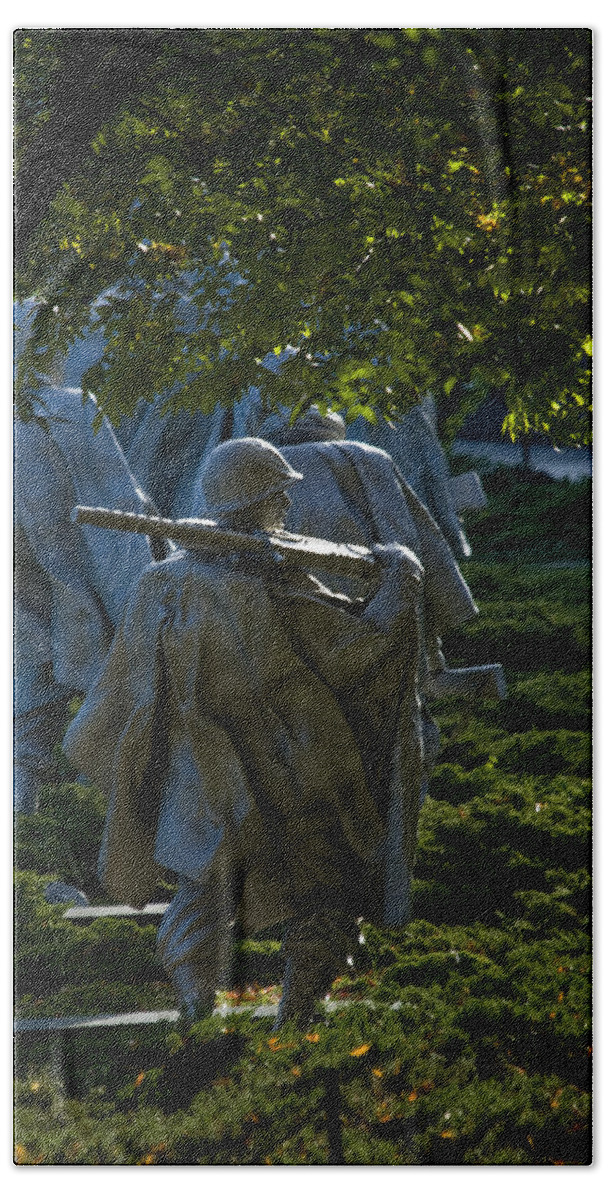 Nations Capitol Bath Towel featuring the photograph Korean War Memorial by Brian Green