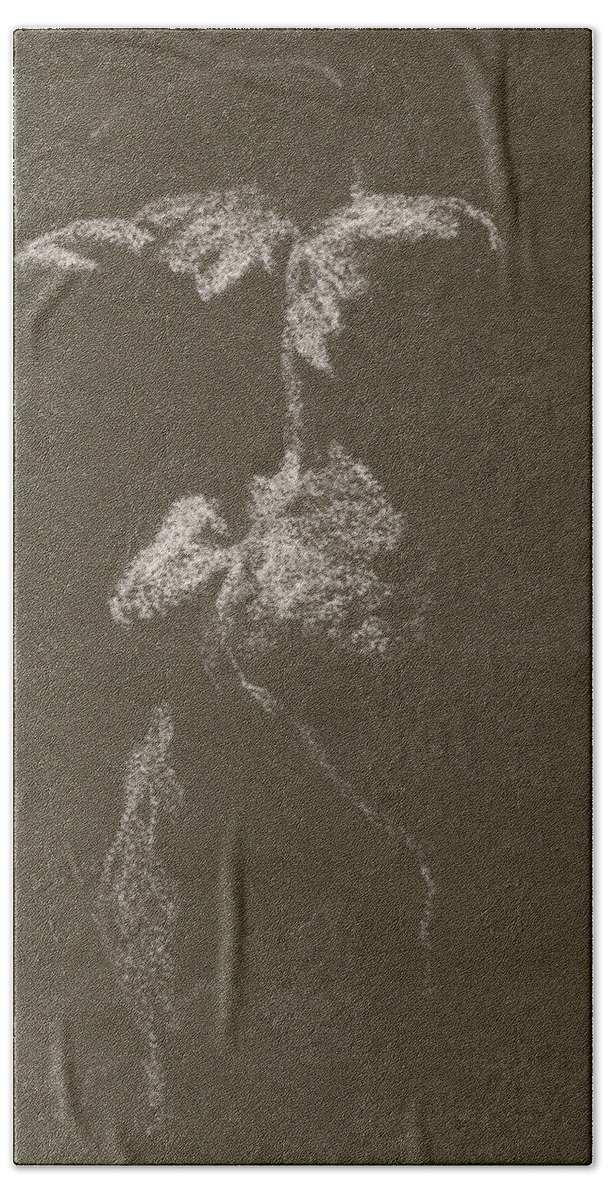 Figure Drawing Bath Towel featuring the drawing Kroki 1997, Pre.3 Vit Krita, Figure Drawing White Chalk by Marica Ohlsson