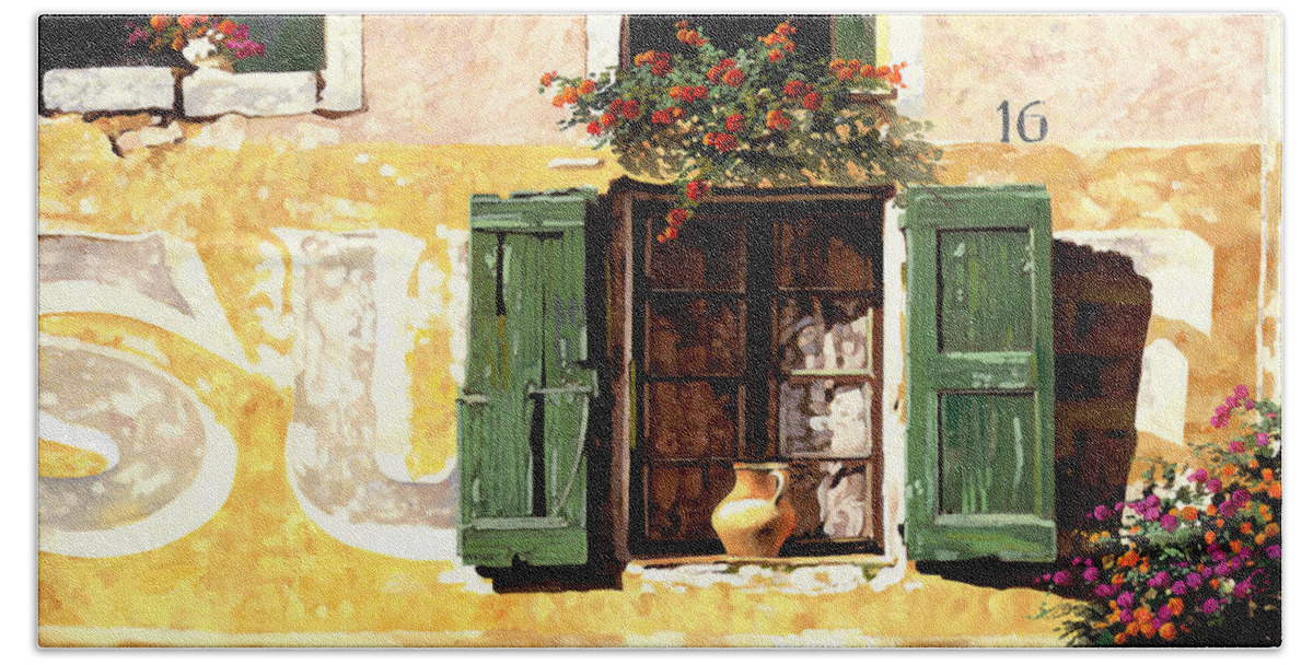 Wallscape Hand Towel featuring the painting la finestra di Sue by Guido Borelli