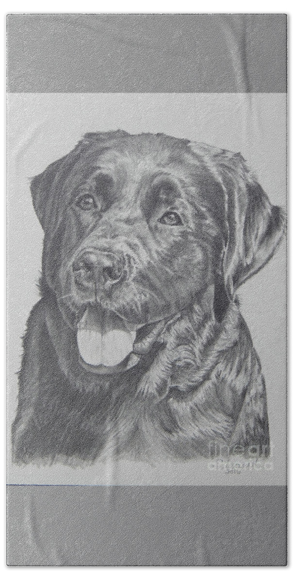 Portrait Hand Towel featuring the drawing Labrador by Suzanne Leonard