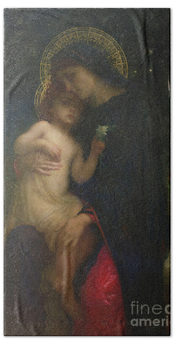L'addolorata Bath Sheet featuring the painting LAddolorata by Antoine Auguste Ernest Herbert or Hebert