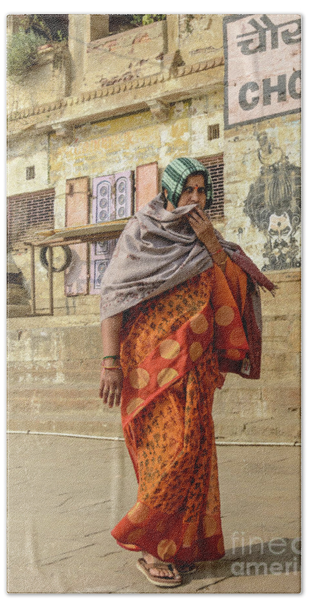 India Bath Towel featuring the photograph Lady of Varanasi by Werner Padarin