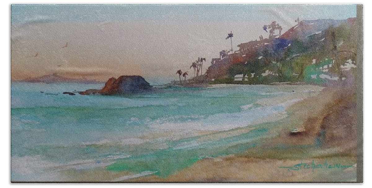 Plein Air Hand Towel featuring the painting Laguna Beach Plein Air by Sandra Strohschein