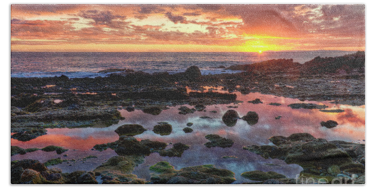 Laguna Bath Towel featuring the photograph Laguna Beach Tidepools at Sunset by Eddie Yerkish