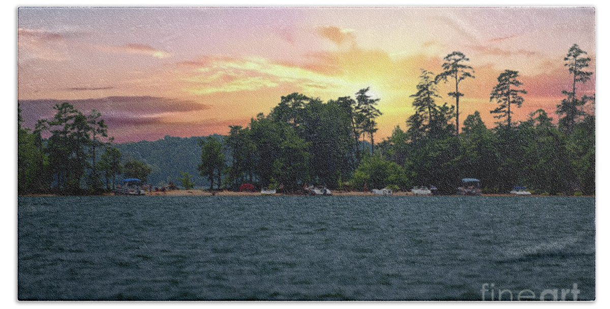Sunrise Bath Towel featuring the photograph Lake Hartwell Sunrise in Anderson SC by Dale Powell