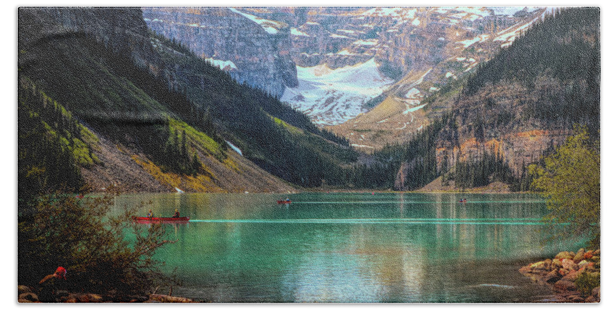 Lake Hand Towel featuring the photograph Lake Louise - Canadian Rockies by Maria Angelica Maira