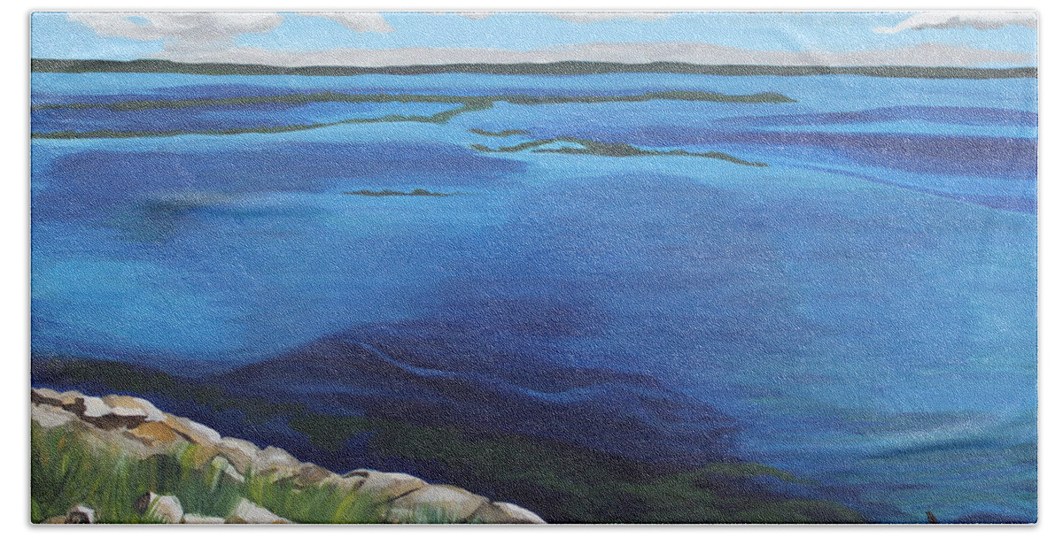 Lake Hand Towel featuring the painting Lake Toho by Annette M Stevenson