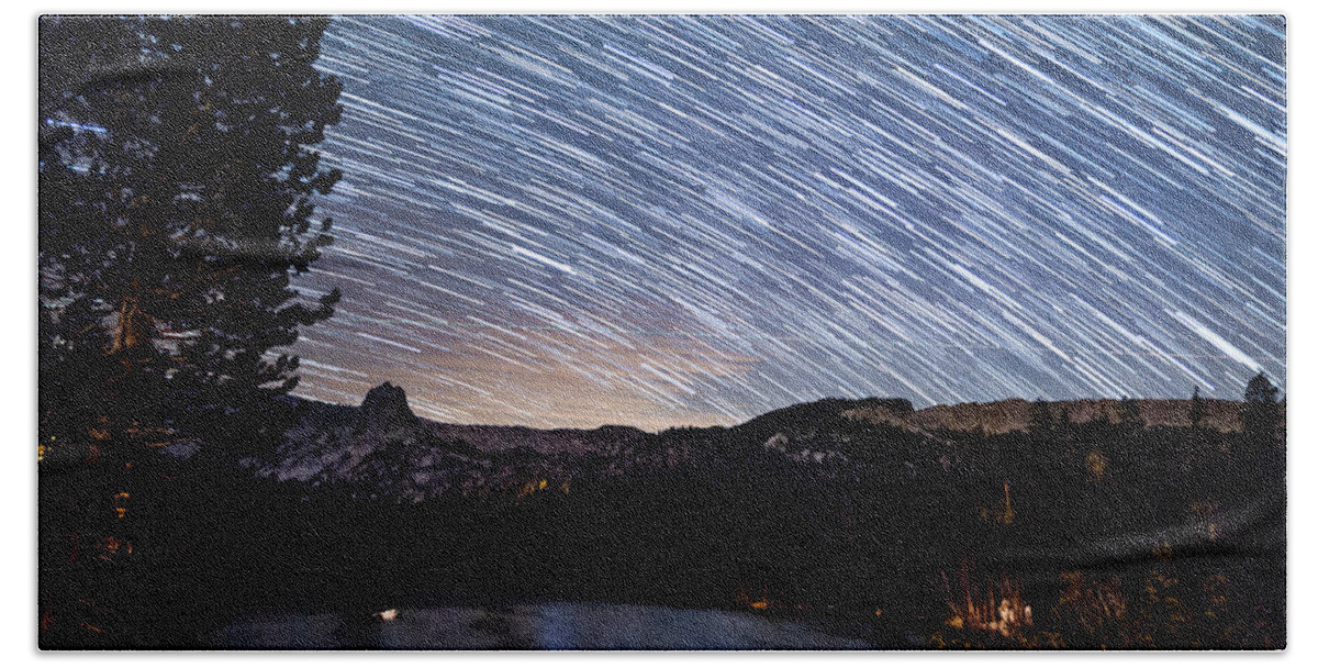 Stars Bath Towel featuring the photograph Lakie Maime Star Trails by Cat Connor