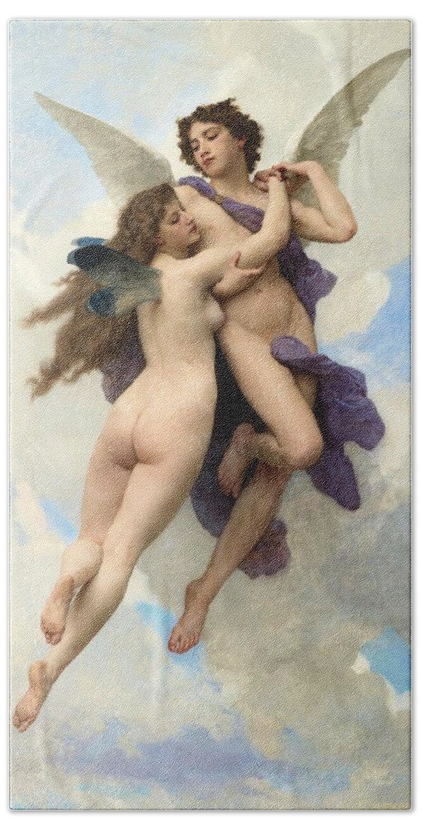 William Adolphe Bouguereau Bath Towel featuring the painting LAmour et Psyche by William Adolphe Bouguereau