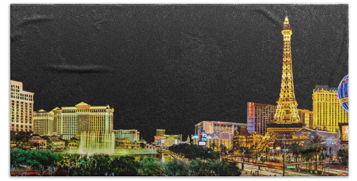 Las Vegas Hand Towel featuring the photograph Las Vegas At Night by Az Jackson