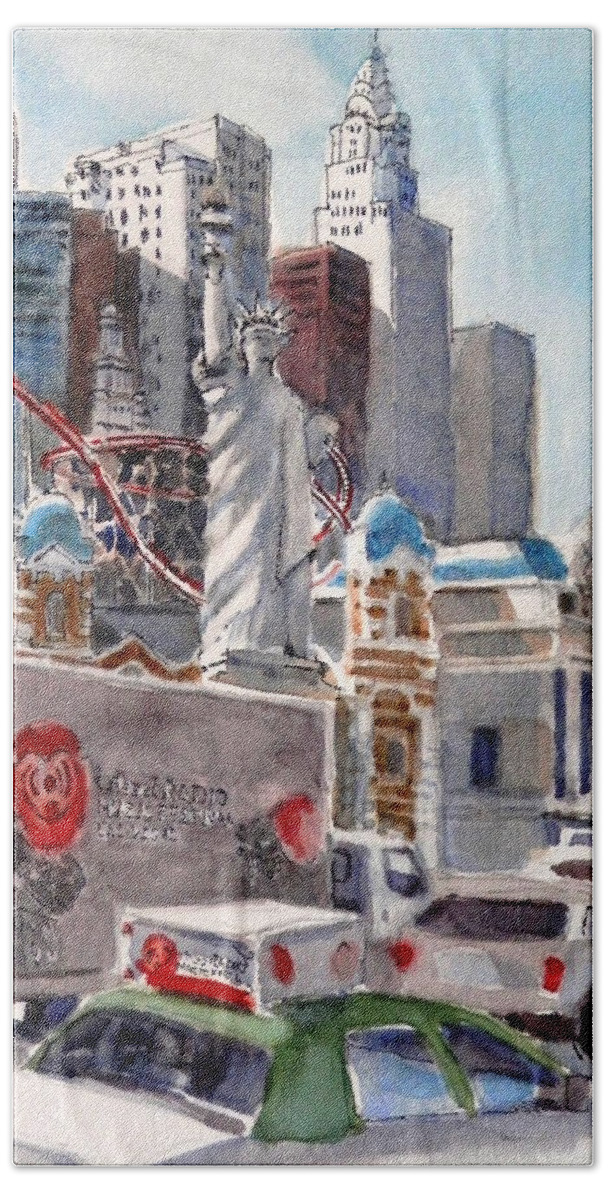Las Vegas Hand Towel featuring the painting Las Vegas Liberty by Martha Tisdale