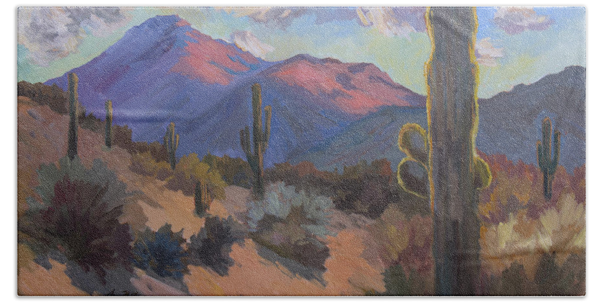 Tucson Bath Towel featuring the painting Late Afternoon Tucson 2 by Diane McClary