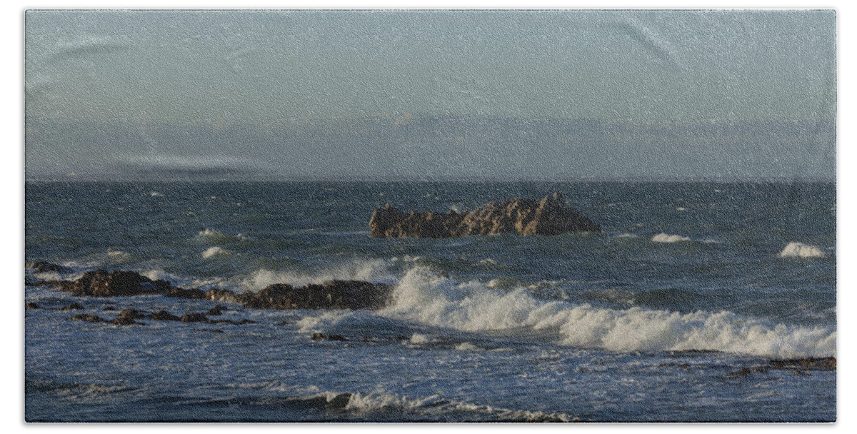 Waves Bath Towel featuring the photograph Late afternoon waves by David Watkins