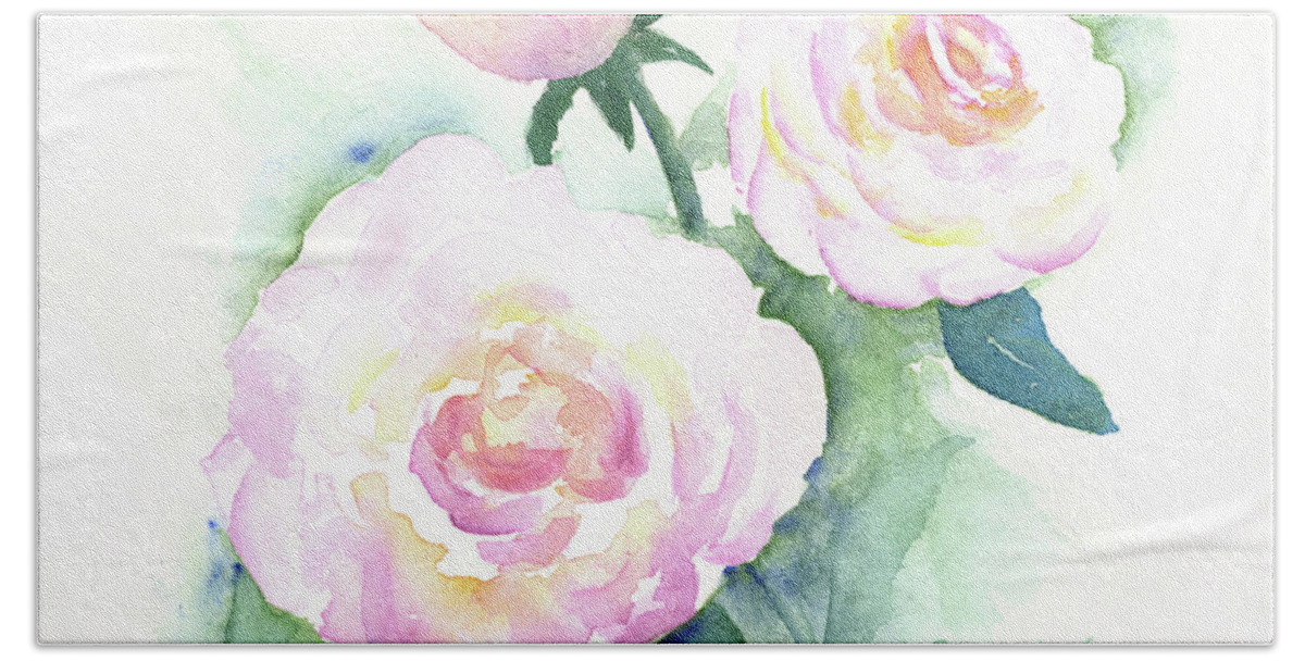 Roses Bath Towel featuring the painting Late Summer Roses by Marsha Karle
