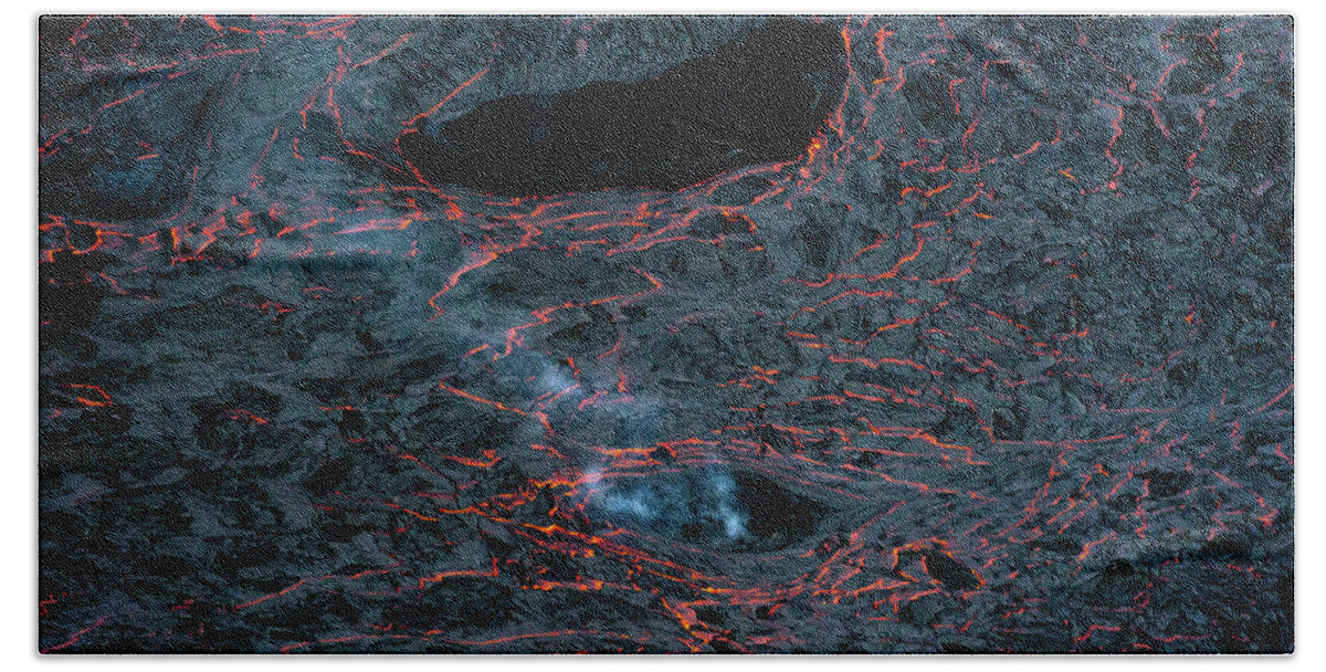 Lava Hand Towel featuring the photograph Lava Cracks by Christopher Johnson
