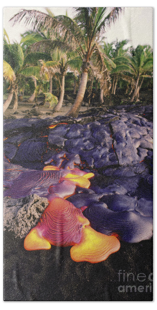 Active Bath Towel featuring the photograph Lava Flow and Palms by Ron Dahlquist - Printscapes