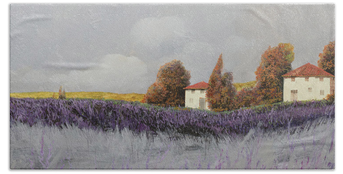 Lavender Bath Towel featuring the painting Lavanda Orizzontale by Guido Borelli