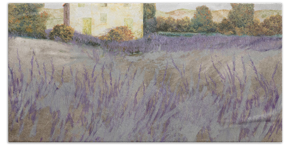 Lavender Bath Sheet featuring the painting Lavender by Guido Borelli