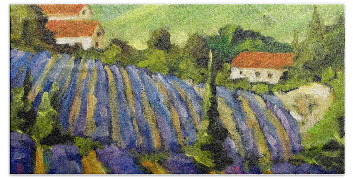 Art Bath Towel featuring the painting Lavender Scene by Richard T Pranke