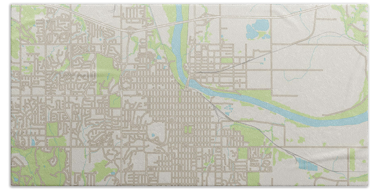 Lawrence Bath Sheet featuring the digital art Lawrence Kansas US City Street Map by Frank Ramspott