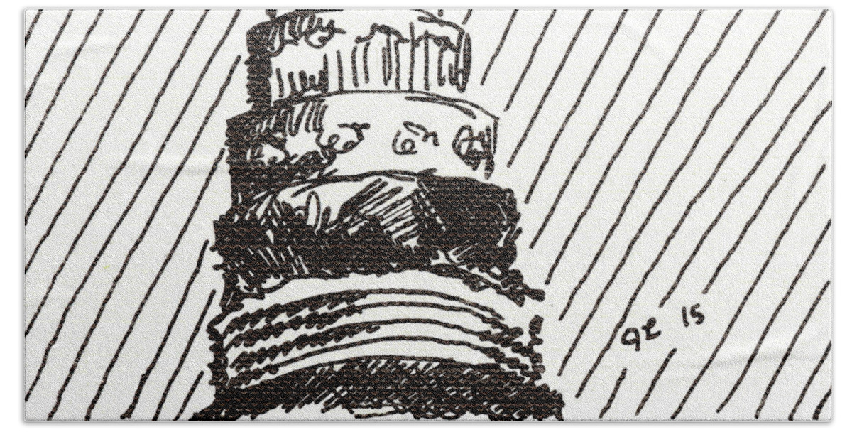 Cake Bath Towel featuring the drawing Layer Cake 1 2015 - ACEO by Joseph A Langley