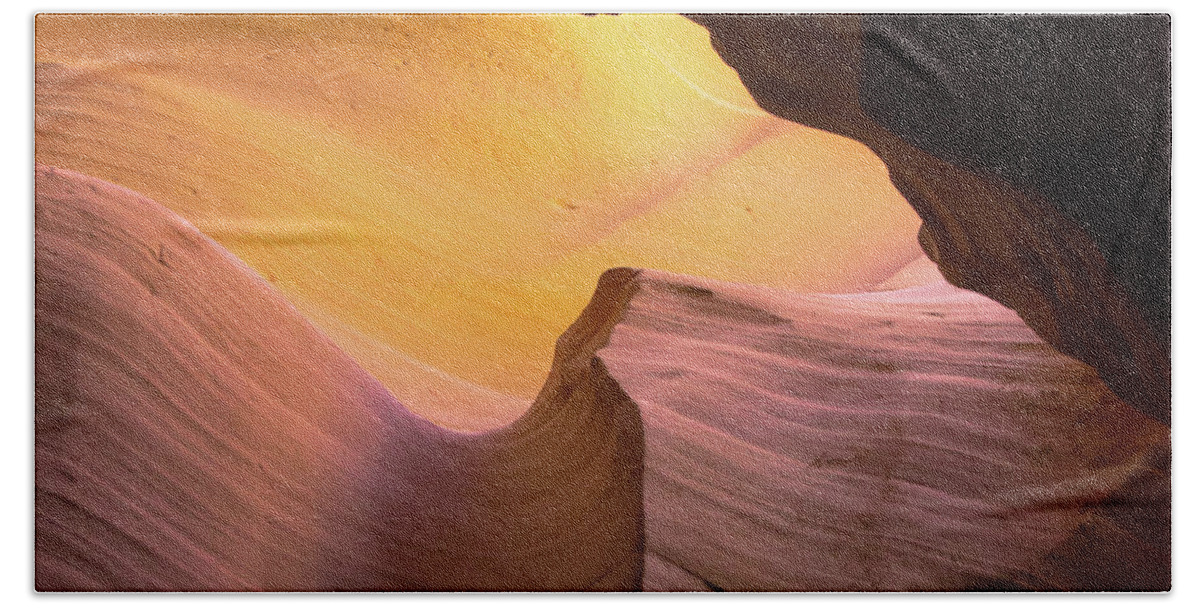 America Hand Towel featuring the photograph Layered Shadows - Antelope Canyon by Gregory Ballos