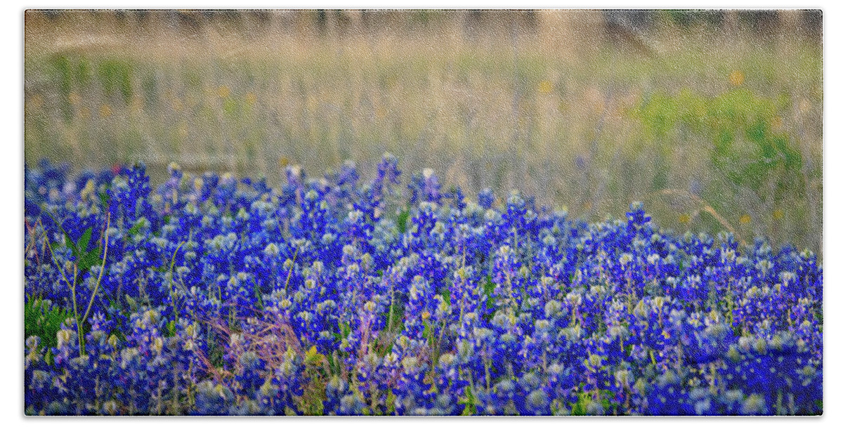 Bluebonnets Bath Towel featuring the photograph Layers of Blue by Linda Unger