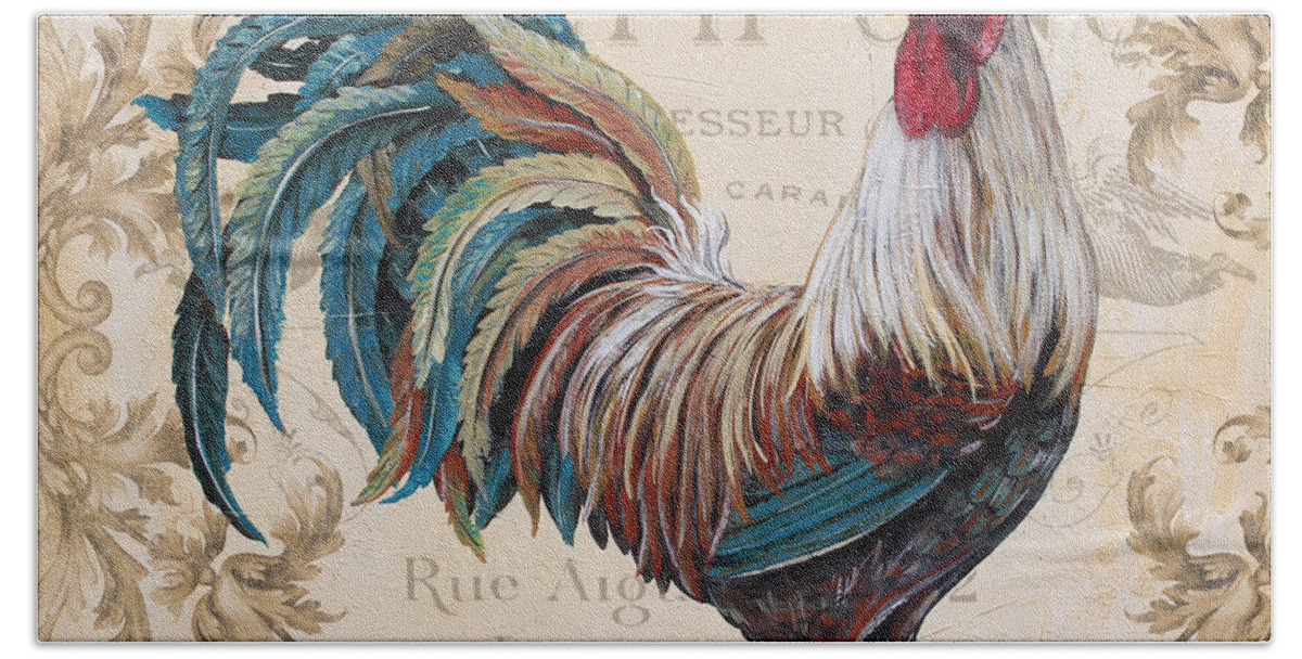 Beautiful Bath Towel featuring the painting Le Coq-JP3084 by Jean Plout