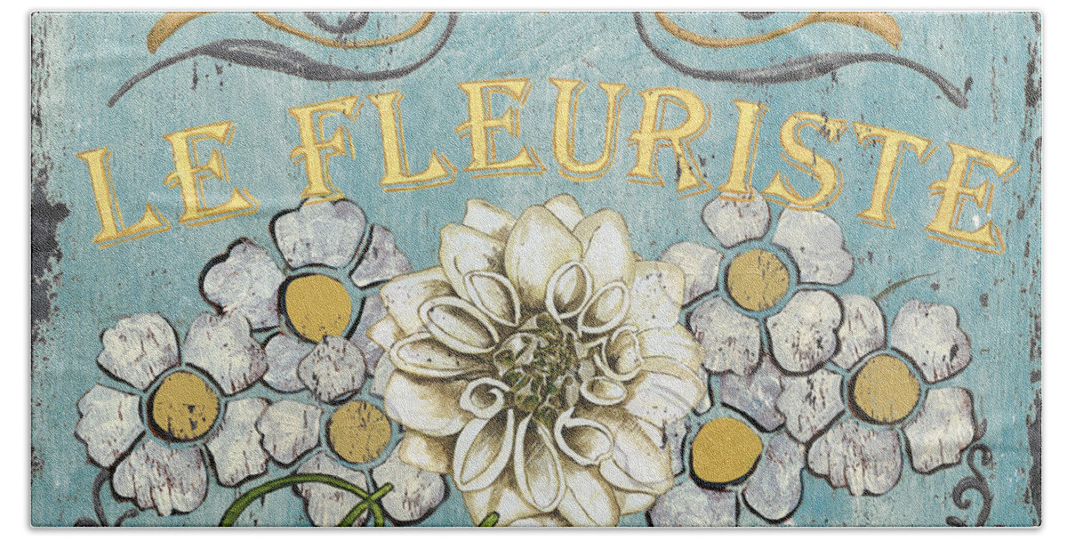 Flowers Bath Towel featuring the painting Le Fleuriste de Botanique by Debbie DeWitt