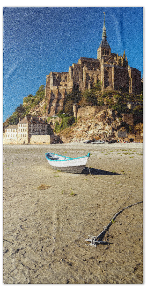 Abbey Hand Towel featuring the photograph Le Mont Saint-Michel at Low tide. by John Paul Cullen